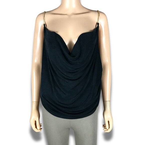 WEAREVER Chain Strap Black Draped Party Top Plus Size 3X - Picture 1 of 8